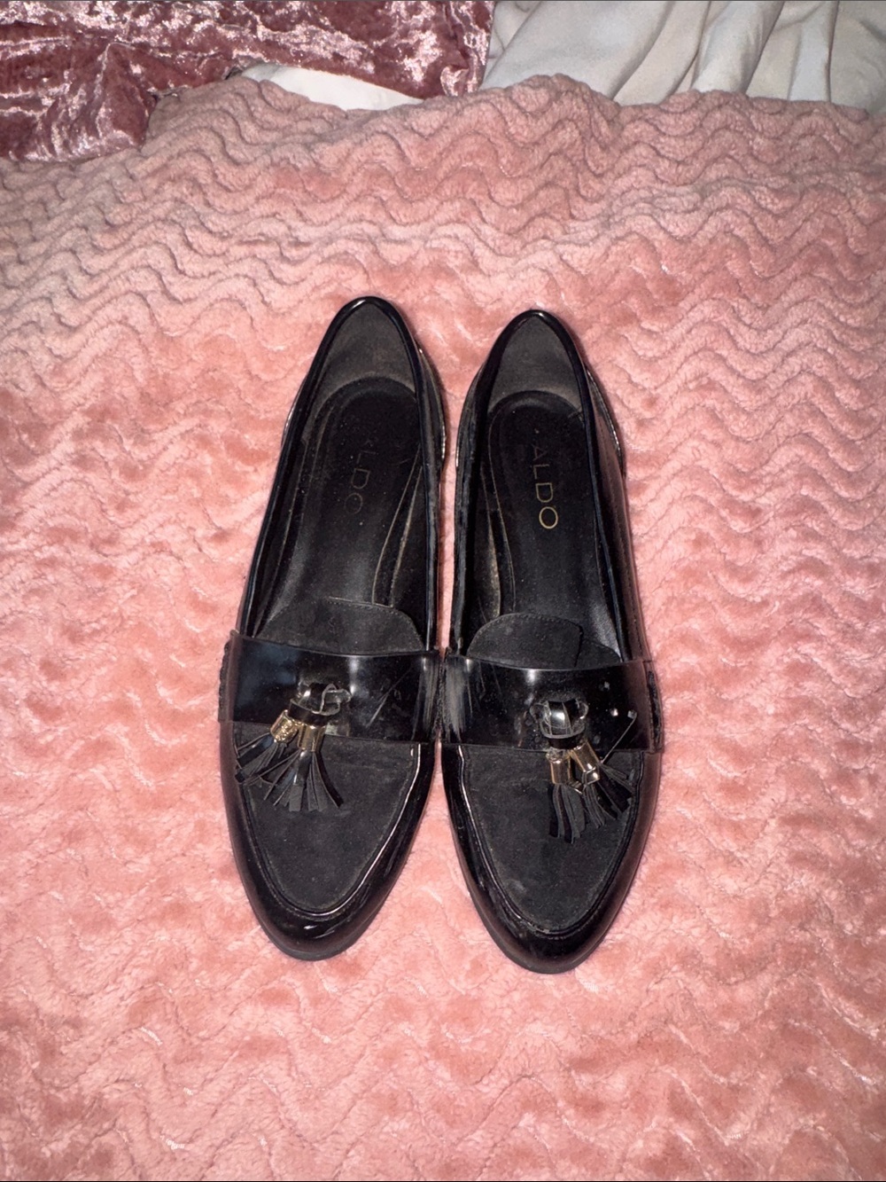 ALDO Black Patent Tassel Loafers